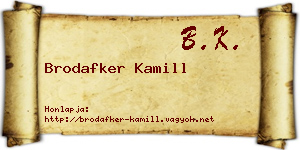 Brodafker Kamill névjegykártya